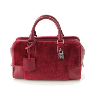 Loewe Amazona Fur Shearling Handbag Red